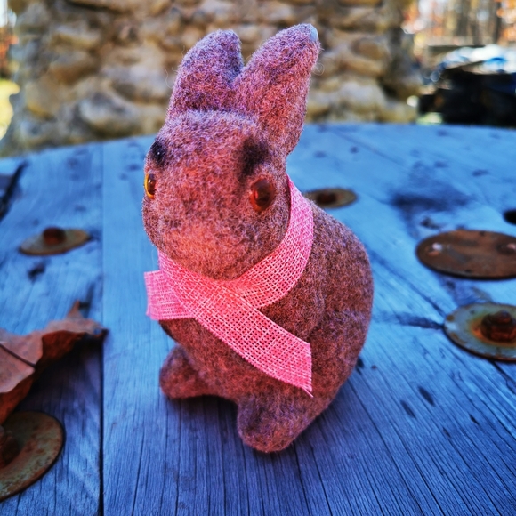 Vintage Flocked Bunny Rabbit Coin Bank - Picture 5 of 13